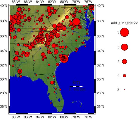 Southeastern United States Earthquakes